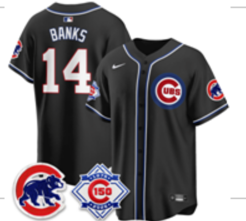 Men 2026 Chicago Cubs #14 banks black Game Nike MLB Jersey 0518001